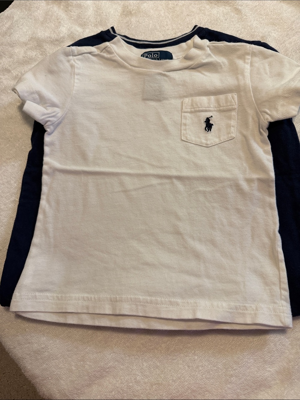 Polo by Ralph Lauren Kids White Pocket Tee with Navy Pony